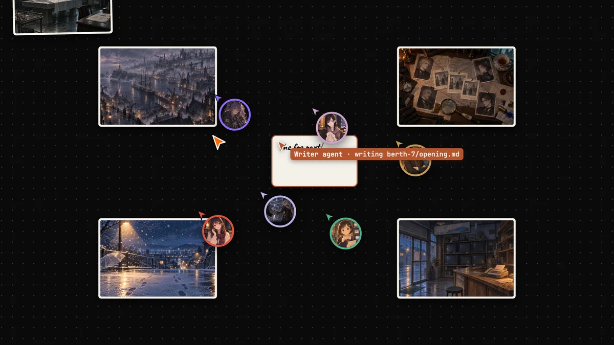 Living Canvas — cards, places and people on one infinite canvas; the agent cursor at work